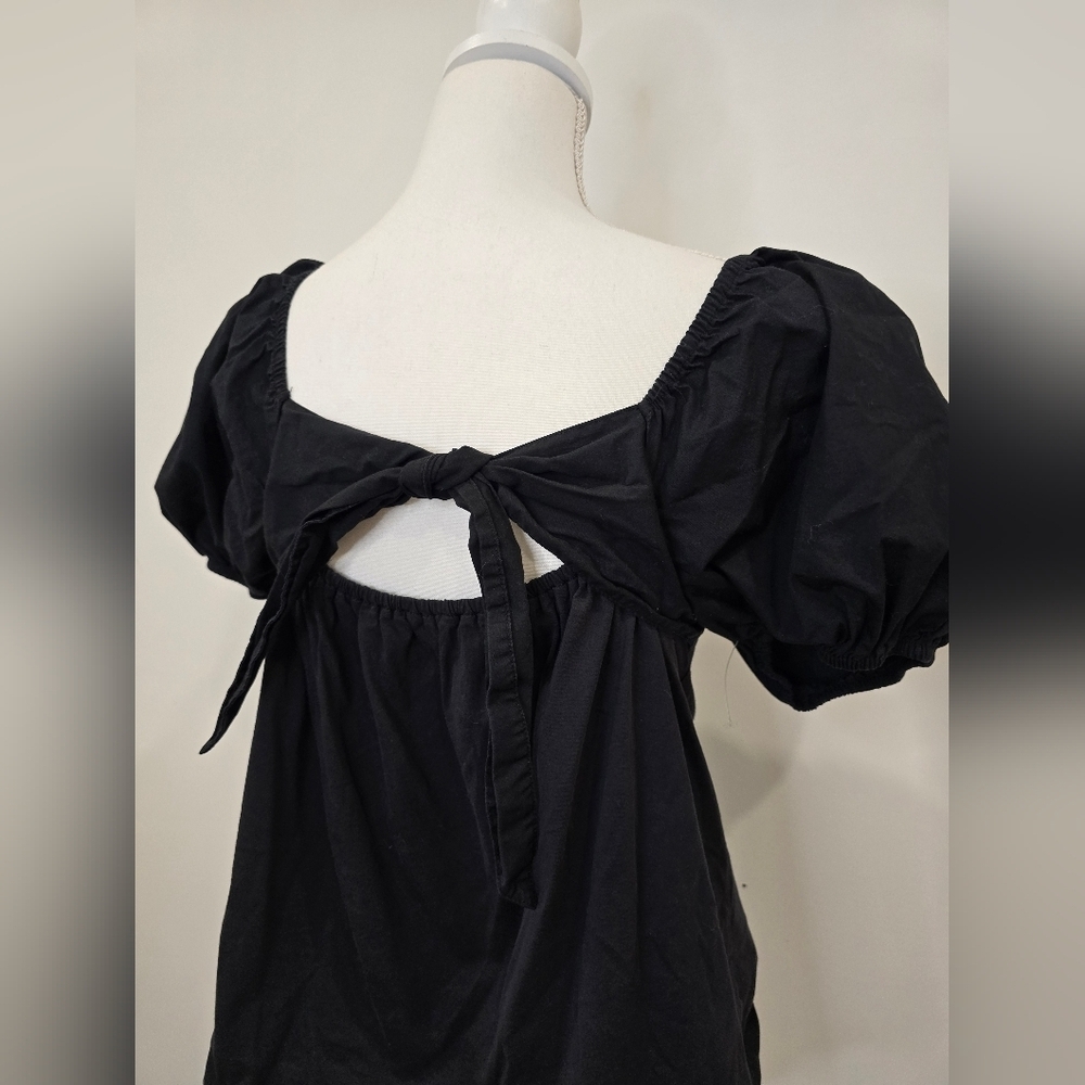 a new day Black Puff Sleeve Blouse - Picture 4 of 7